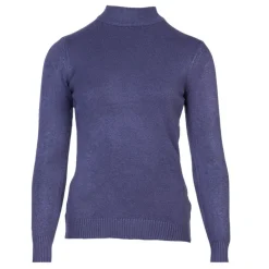 BELLE FEMME Pull col cheminée cachemire et laine mélangé Femme BLEU FONCE Discount