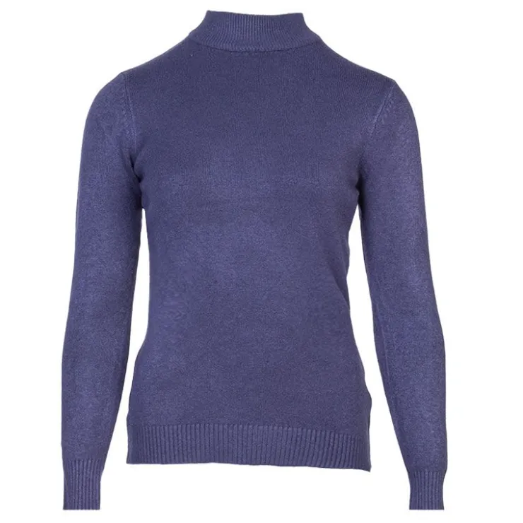 BELLE FEMME Pull col cheminée cachemire et laine mélangé Femme BLEU FONCE Discount