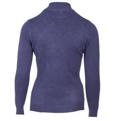 BELLE FEMME Pull col cheminée cachemire et laine mélangé Femme BLEU FONCE Discount