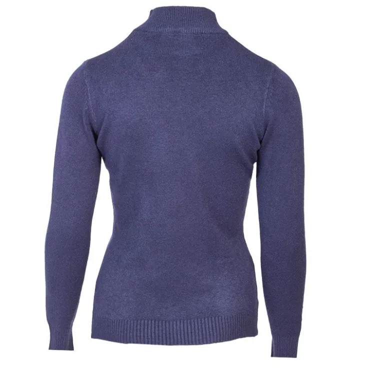 BELLE FEMME Pull col cheminée cachemire et laine mélangé Femme BLEU FONCE Discount