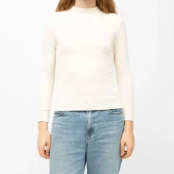 BURTON OF LONDON Pull col cheminée roselita fin Femme BEIGE New