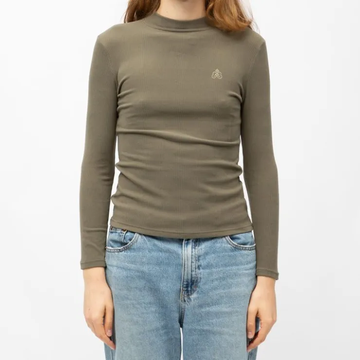 BURTON OF LONDON Pull col cheminée roselita fin Femme KAKI Sale