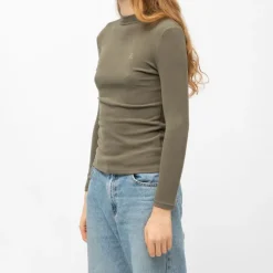 BURTON OF LONDON Pull col cheminée roselita fin Femme KAKI Sale