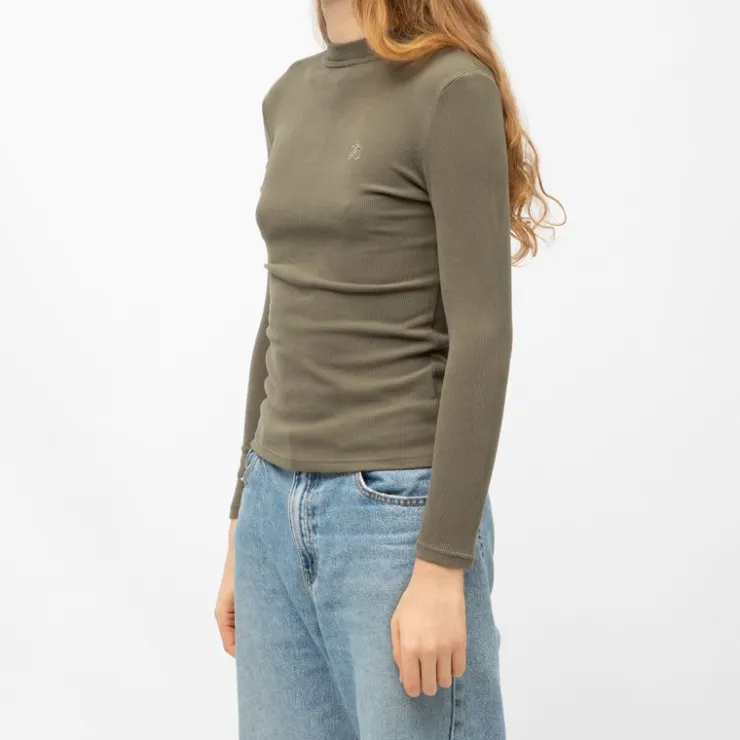 BURTON OF LONDON Pull col cheminée roselita fin Femme KAKI Sale