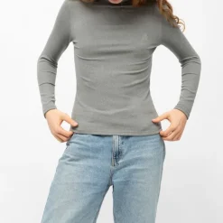 BURTON OF LONDON Pull col cheminée roselita fin Femme GRIS Outlet