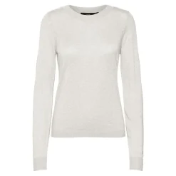 VERO MODA Pull col rond bouton poignet maille fine Femme BLANC ECRU Outlet