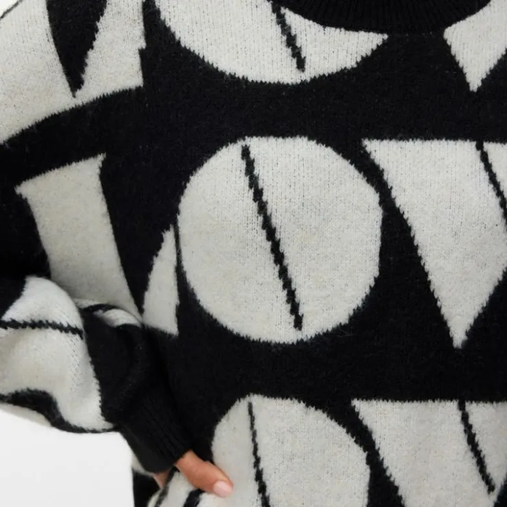 VERO MODA Pull col rond imprimé Love Femme NOIR