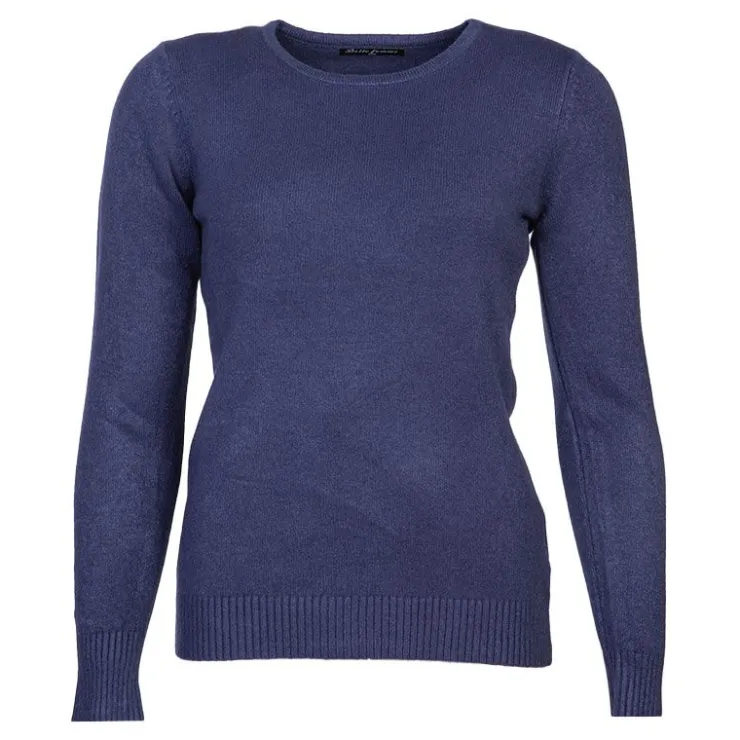 BELLE FEMME Pull col rond laine et cachemire Femme BLEU FONCE Outlet