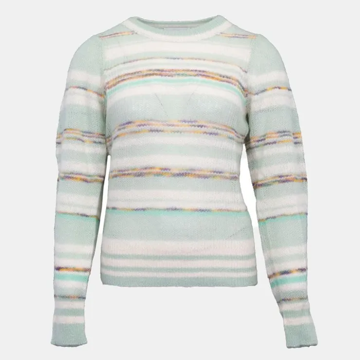 ANTIK BATIK Pull col rond leo doux à rayures Femme VERT CLAIR Discount