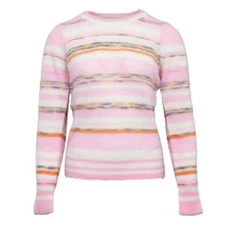 ANTIK BATIK Pull col rond leo doux à rayures Femme ROSE CLAIR Sale