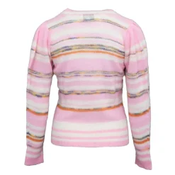 ANTIK BATIK Pull col rond leo doux à rayures Femme ROSE CLAIR Sale