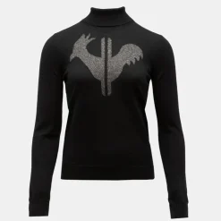 ROSSIGNOL Pull col roulé avec grand logo fils métalisés Femme NOIR Discount