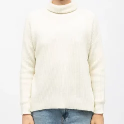 LA PETITE ETOILE Pull col roulé écru marthy asymétrique Femme BLANC ECRU Online