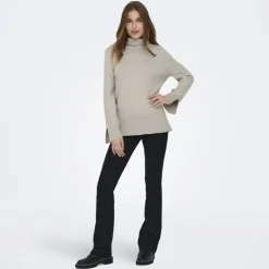 ONLY Pull col roulé Fia aux poignets côtelés Femme BEIGE Clearance