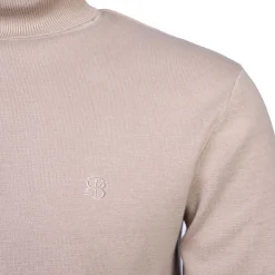 BILL TORNADE Pull col roulé maille fine couleur unie Homme BEIGE Discount