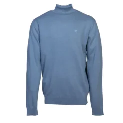 BILL TORNADE Pull col roulé maille fine couleur unie Homme BLEU Discount