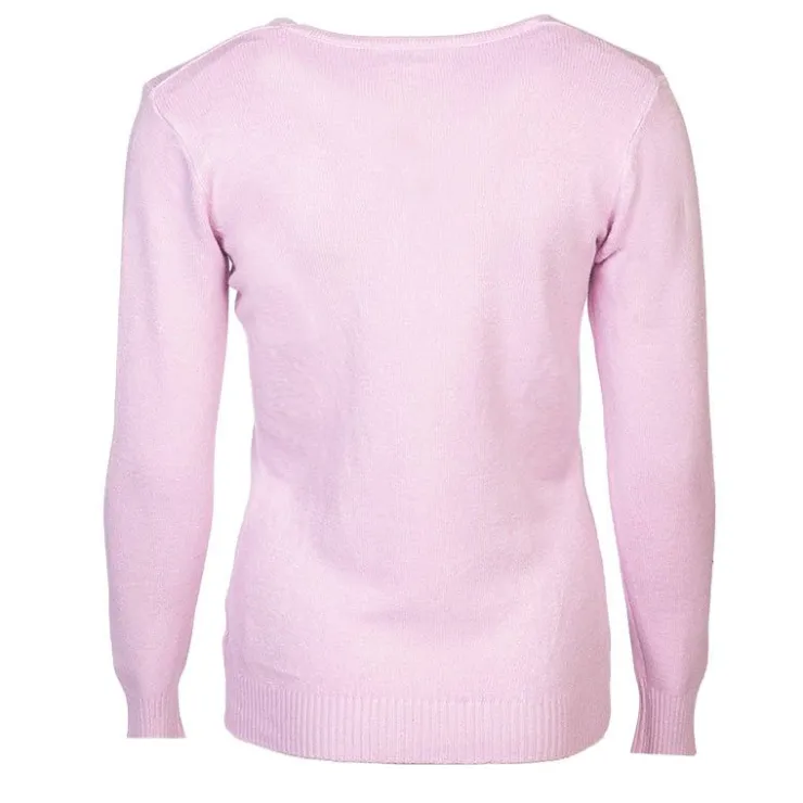 BELLE FEMME Pull col v laine et cachemire Femme ROSE CLAIR Sale