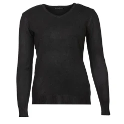 BELLE FEMME Pull col v laine et cachemire Femme NOIR New