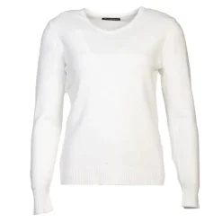 BELLE FEMME Pull col v laine et cachemire Femme BLANC Sale