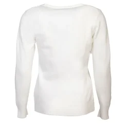 BELLE FEMME Pull col v laine et cachemire Femme BLANC Sale