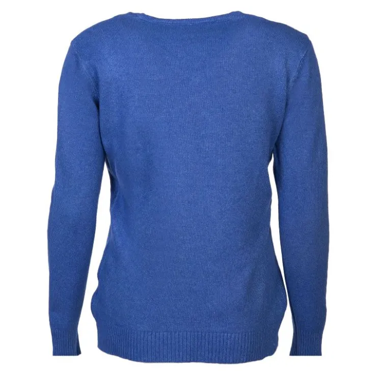 BELLE FEMME Pull col v laine et cachemire Femme BLEU ROI Outlet