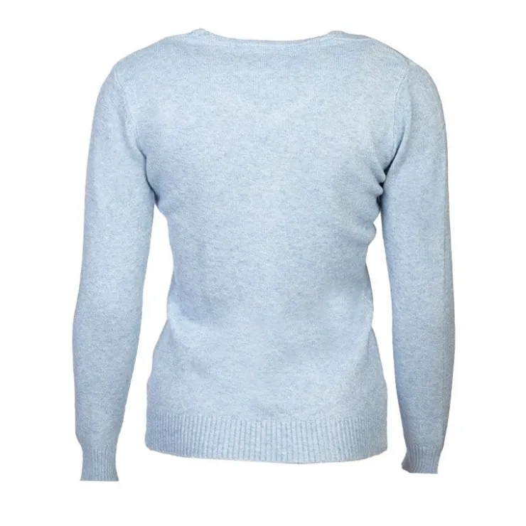 BELLE FEMME Pull col v laine et cachemire Femme BLEU CLAIR Best