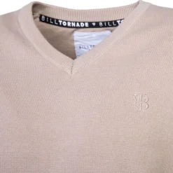 BILL TORNADE Pull col v maille fine manches longues Homme BEIGE Discount