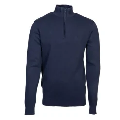 BILL TORNADE Pull col zippé coton ajusté Homme BLEU FONCE Hot
