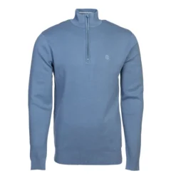 BILL TORNADE Pull col zippé coton ajusté Homme BLEU