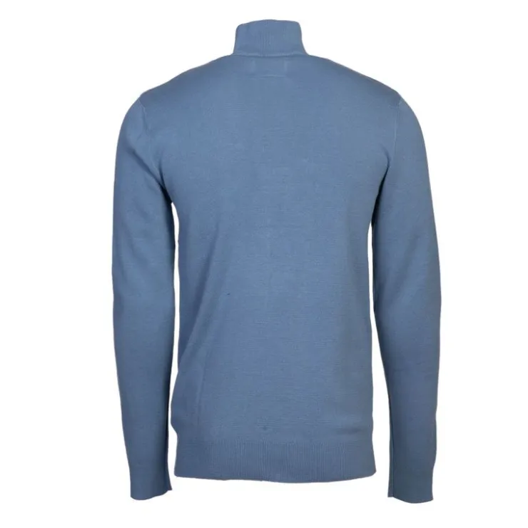 BILL TORNADE Pull col zippé coton ajusté Homme BLEU