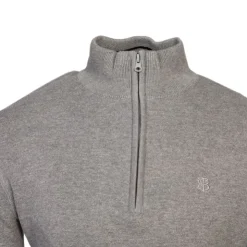 BILL TORNADE Pull col zippé coton ajusté Homme GRIS Hot