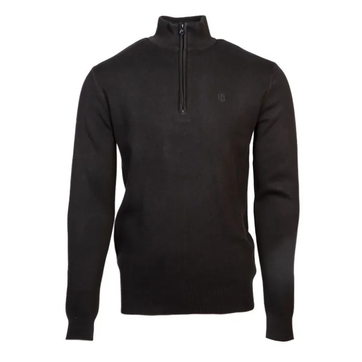 BILL TORNADE Pull col zippé coton ajusté Homme NOIR