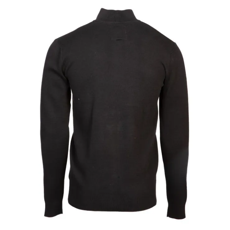 BILL TORNADE Pull col zippé coton ajusté Homme NOIR