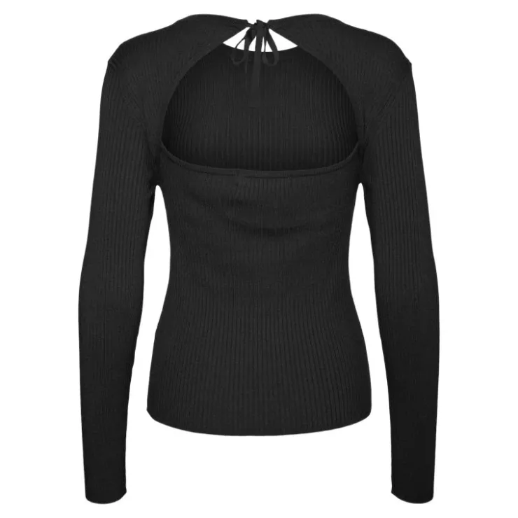 VERO MODA Pull cotelé holly karis décolleté dos Femme NOIR Best
