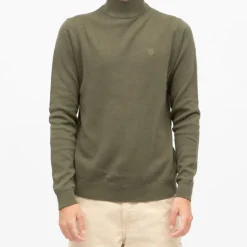 BILL TORNADE Pull coton col cheminé milano Homme KAKI Discount
