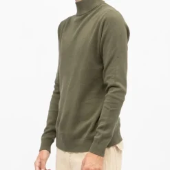 BILL TORNADE Pull coton col cheminé milano Homme KAKI Discount
