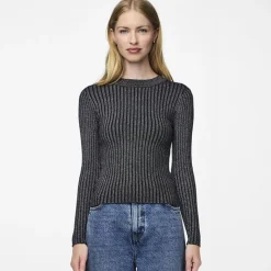 PIECES Pull Crista lurex brillant ajusté Femme NOIR Best