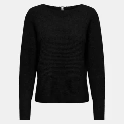 ONLY Pull dani maille tricotée col bateau Femme NOIR Outlet