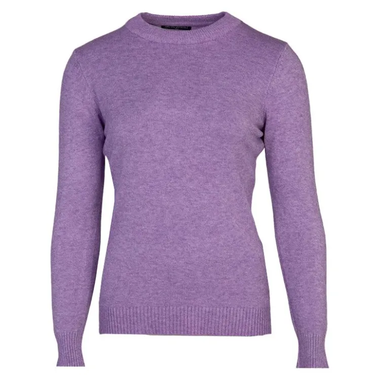 BELLE FEMME Pull en laine et cachemire col rond Femme VIOLET Clearance