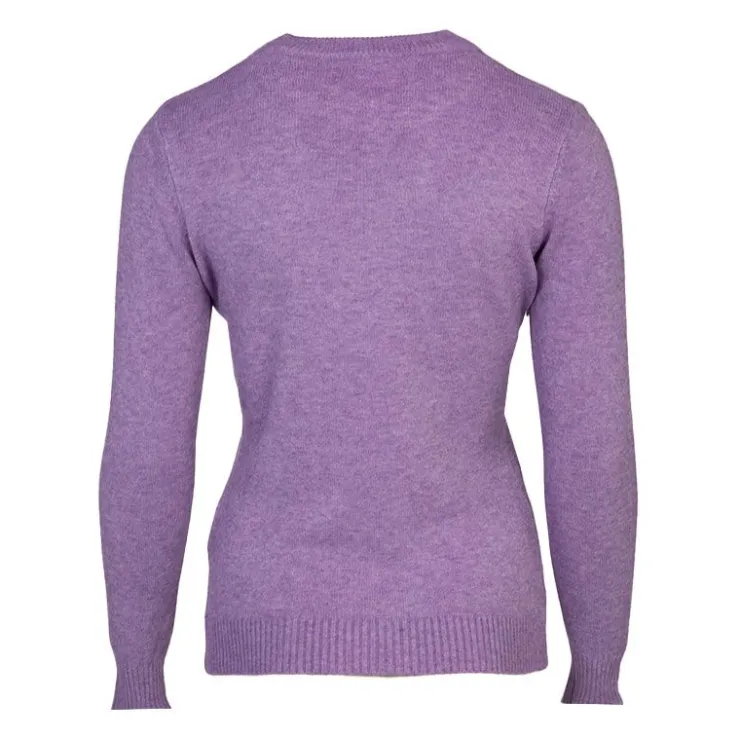 BELLE FEMME Pull en laine et cachemire col rond Femme VIOLET Clearance