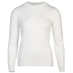 BELLE FEMME Pull en laine et cachemire col rond Femme BLANC Clearance