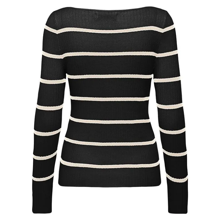 ONLY Pull en maille à rayure Femme NOIR New