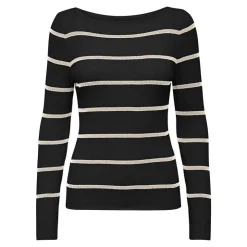 ONLY Pull en maille à rayure Femme NOIR New