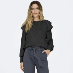 ONLY Pull en maille col rond à manches longues Alicia Femme NOIR Sale