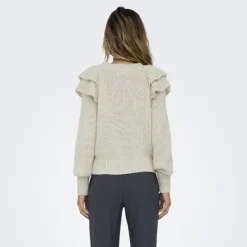 ONLY Pull en maille col rond à manches longues Alicia Femme BLANC ECRU Online