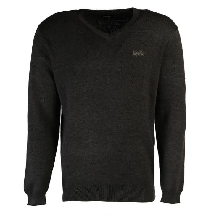 KAPORAL Pull en maille fine col v gerlando Homme GRIS FONCE Clearance
