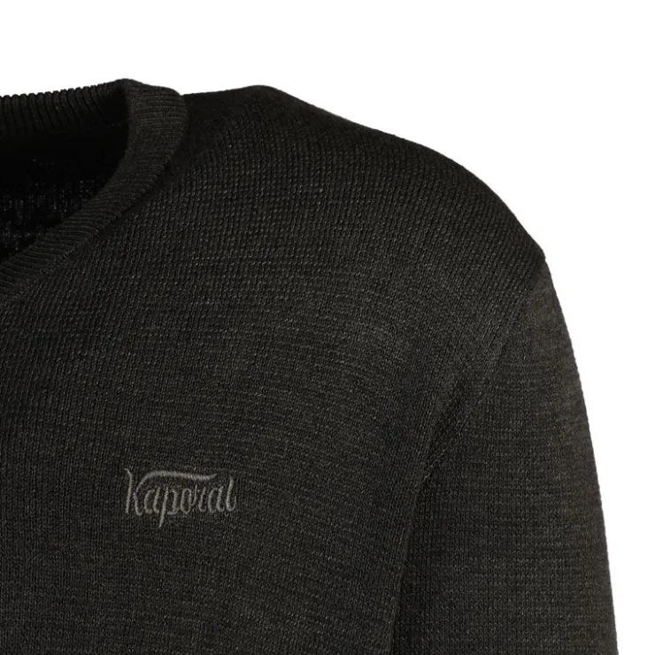 KAPORAL Pull en maille fine col v gerlando Homme GRIS FONCE Clearance