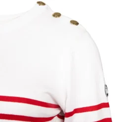 BURTON OF LONDON Pull femme raye bouton epaule rakel Femme ROUGE New