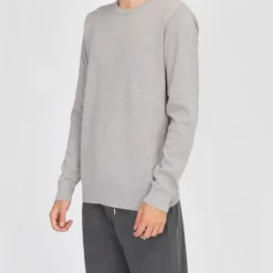 BILL TORNADE Pull fin col rond milano manches longues Homme GRIS CLAIR Sale