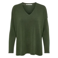 ONLY Pull fin col v victoria Femme KAKI New